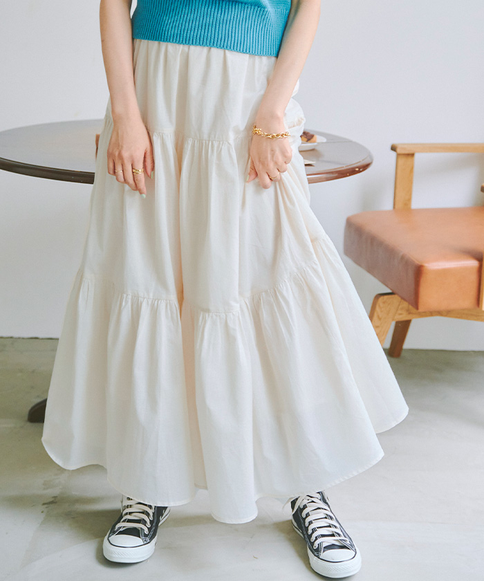 コットンボイルティアードスカート通販｜レディースファッション 