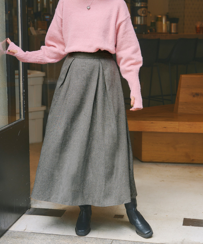 ヘリンボーンタックフレアスカート通販｜レディースファッション・洋服