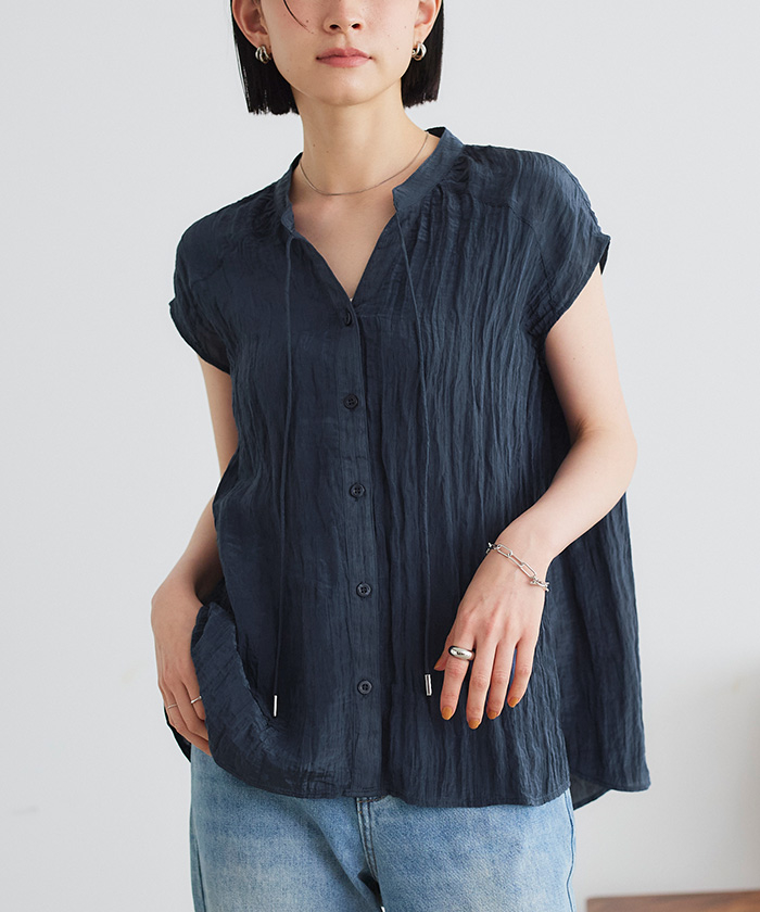 フレンチスリーブワッシャーブラウス【メール便可／100】通販