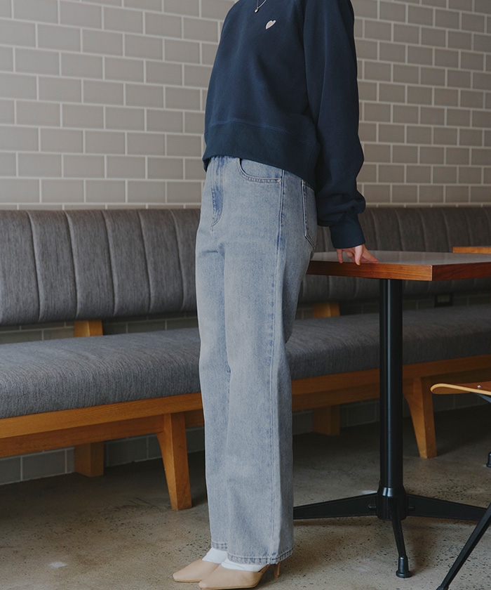 ハイウエストストレートデニムパンツ通販｜レディース