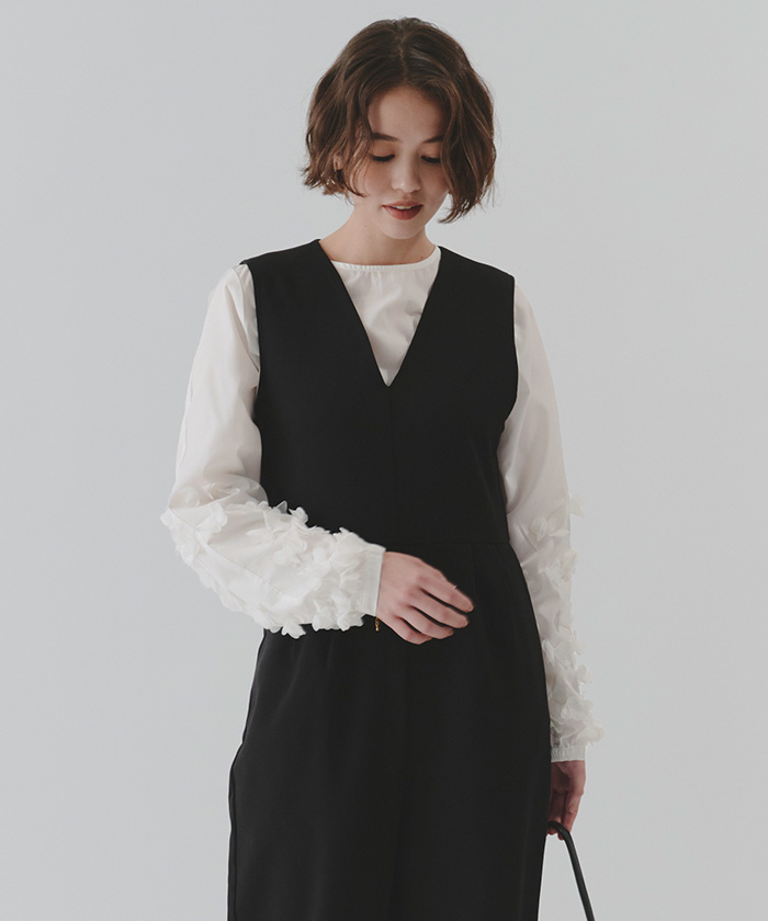 ブラウス シャツ フラワーチュールティアードブラウス レディース titty＆Co. PETIT by poyo（ティティーアンドコープティバイポヨ