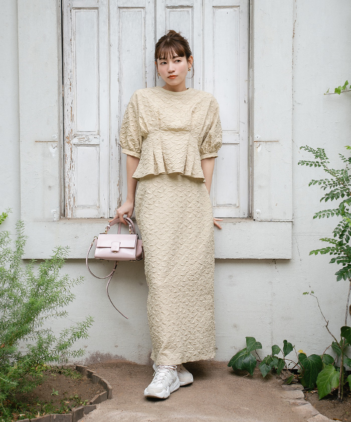 ペプラムトップス/Iラインスカートセット通販｜レディースファッション