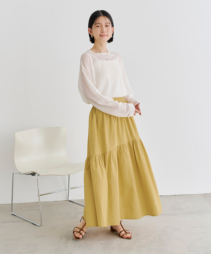 コットン混ティアードデザインスカート通販｜レディースファッション 