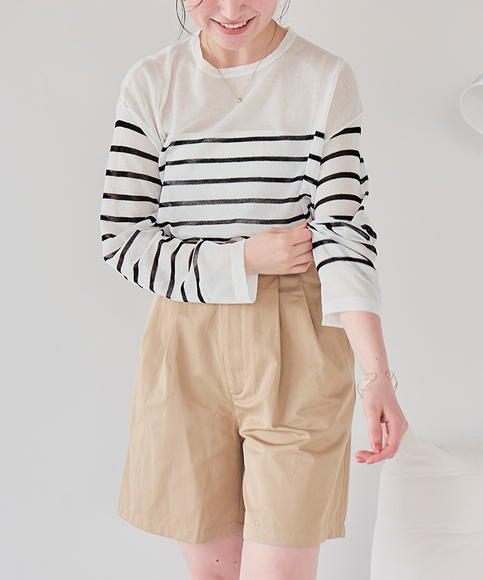 両畦スリットシアーニットプルオーバー LASUD｜シアーニットプルオーバー | Rakuten Fashion(楽天