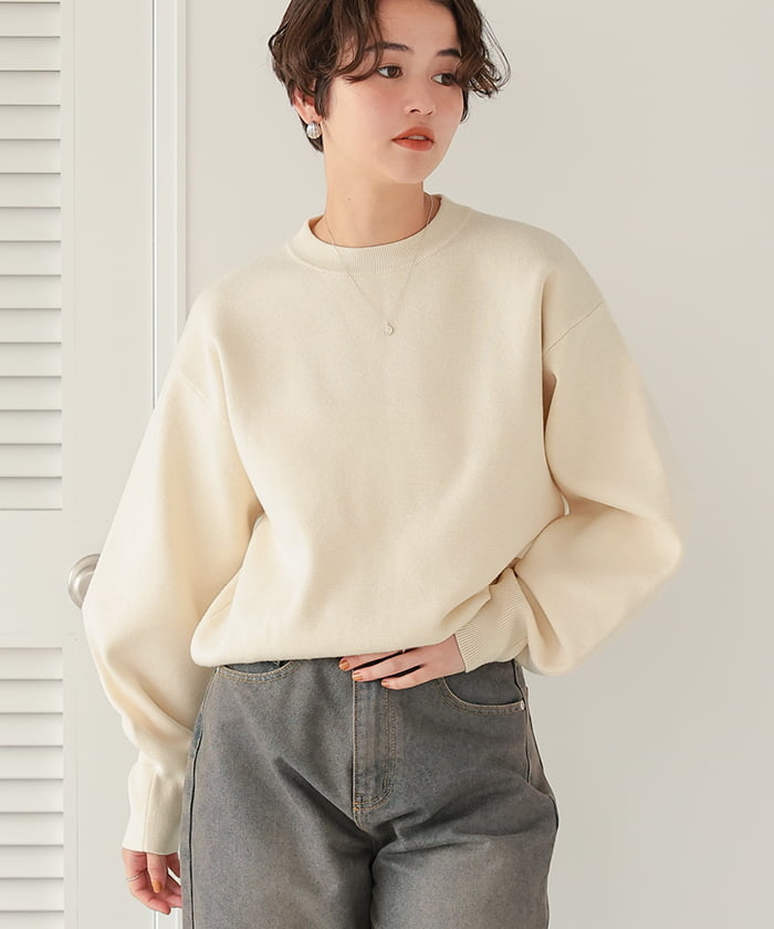 PINUE スウェットライクニットトップス（PEACH）