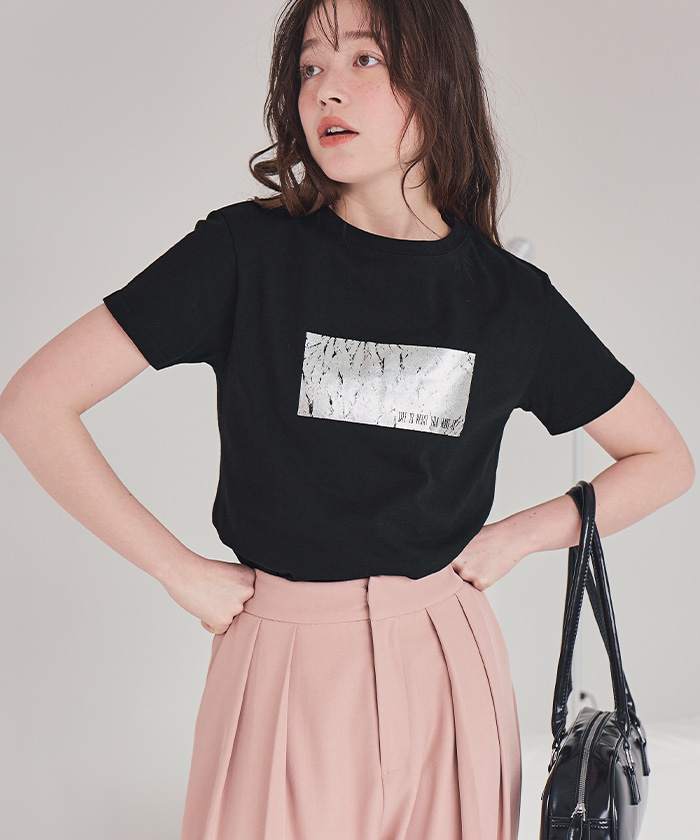 箔プリントコンパクトTシャツ【メール便可／60】通販