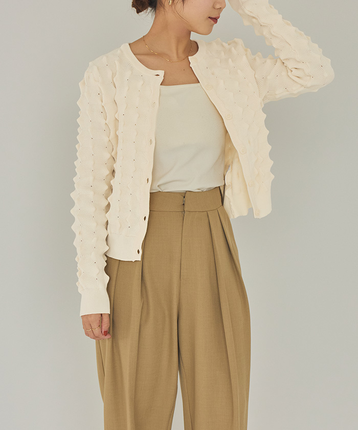 Color block sheer cardigan カラーブロックシアーカーディガン