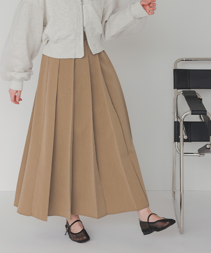 ストレスフリー‼︎上品なプリーツスカート レディース 大人 上品 ふわり靡くチュールの切替プリーツ