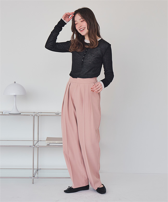 シアーテレコヘンリーネックトップス【メール便可/85】通販 シアーテレコヘンリーネックトップス【メール便可/85】通販