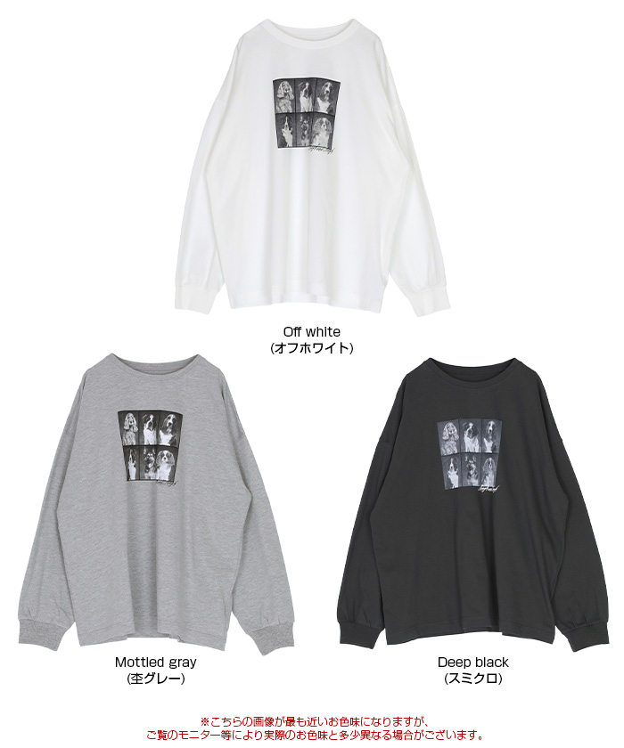 ドッグフォトプリントビッグロングTシャツ通販｜レディース