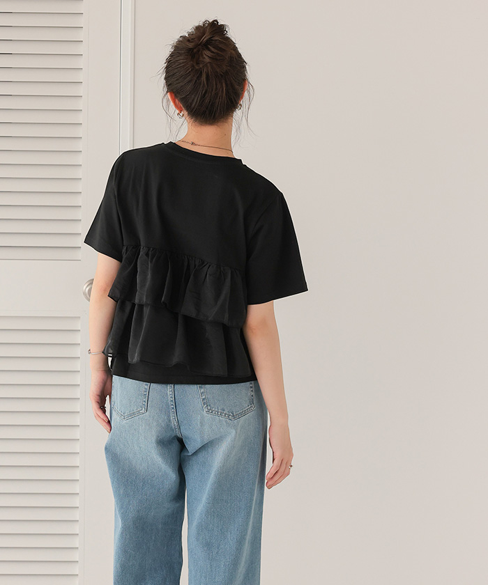 オーガンジーフリルドッキングTシャツ通販｜レディース