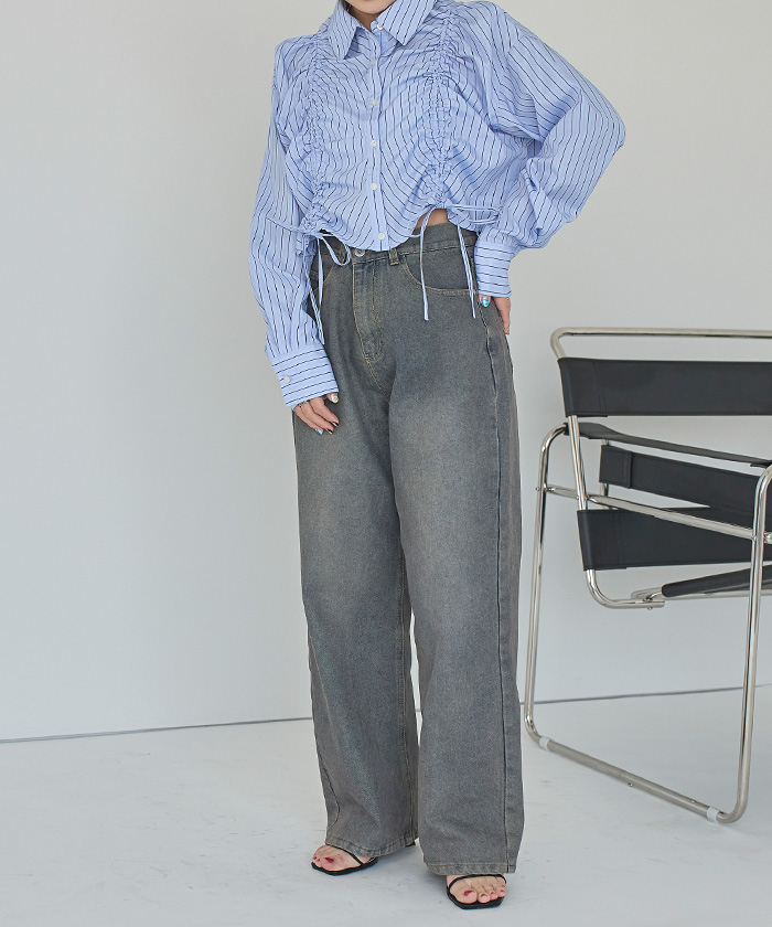 tシャツ M2014 シャーリングショート丈プルオーバー レディース M2014 シャーリングショートタケプルオーバー(M ホワイト