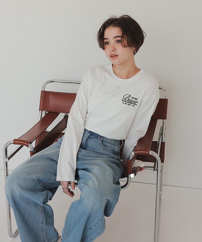 ロングスリーブ刺繍ロゴTシャツ【メール便可／90】通販