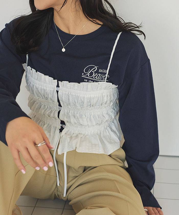 yonfa フラッシースリーブティ ロングスリーブ刺繍ロゴTシャツ【メール便可／90】通販