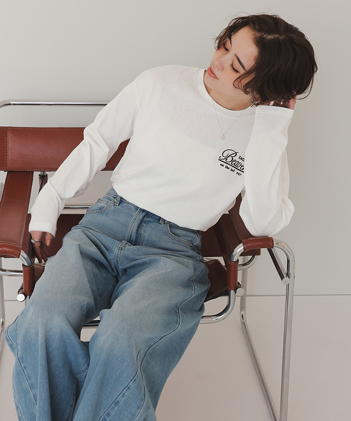 ロングスリーブ刺繍ロゴTシャツ【メール便可／90】通販