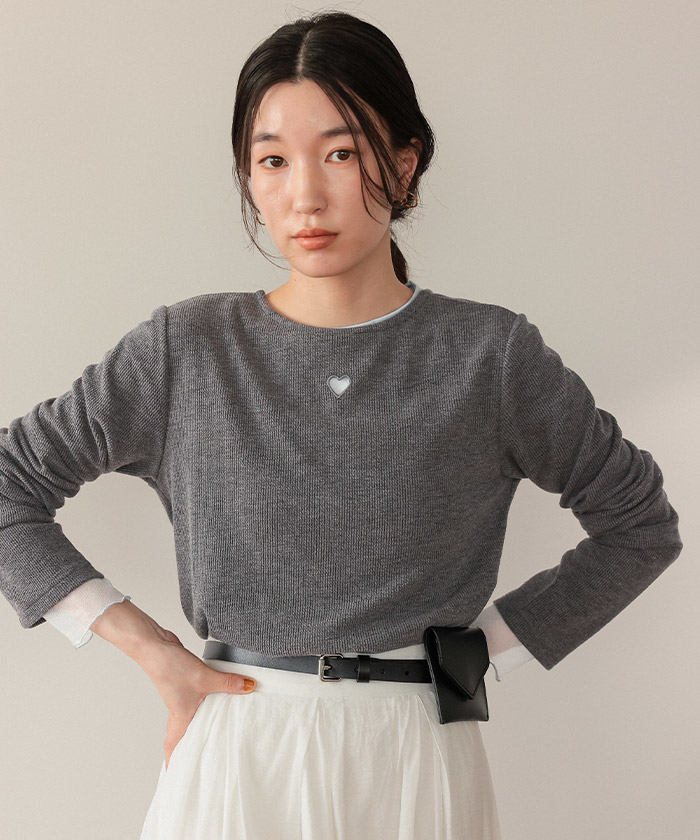 ハートカット刺繍前後2wayカットソー通販｜レディース