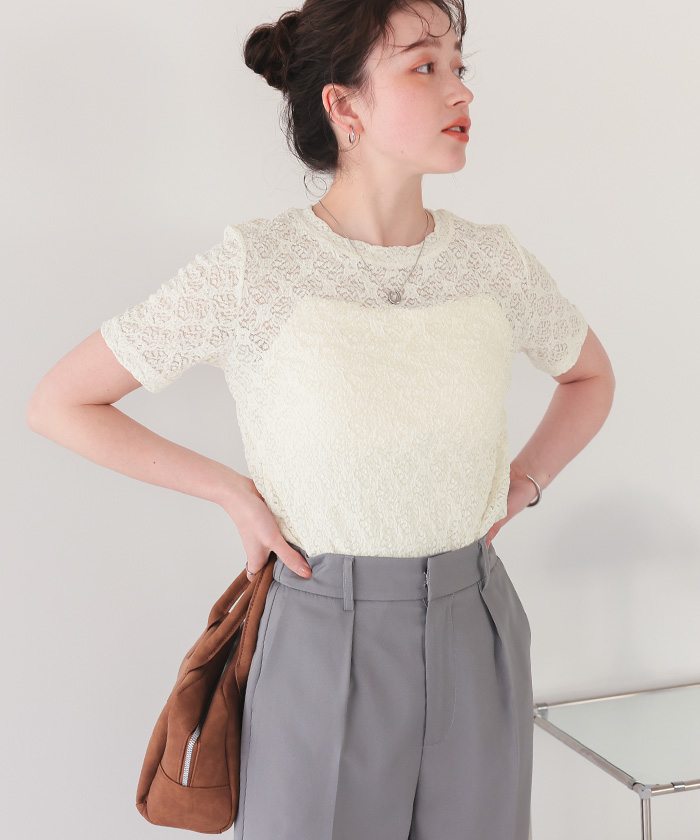 LAGUA GEM | FLOR LACE HOODIE トップス (Tシャツ・カットソー