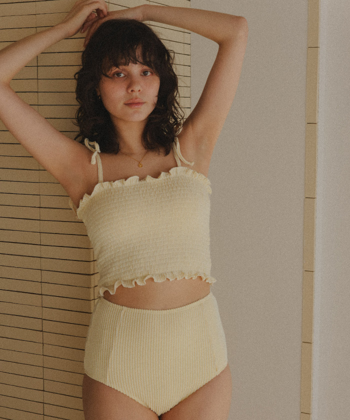 【ラグジュアリーを日常に】TOTEME シャーリングビキニ FREE STYLISTS 水着 Y2K シャーリングシンプルビキニ水着 swim