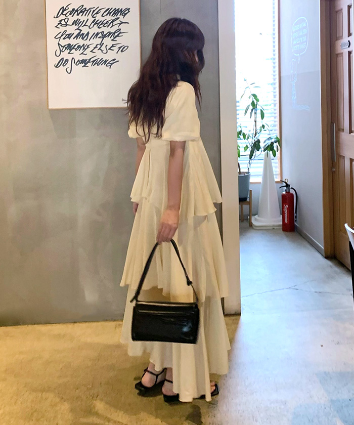 【タグ付き新品】 ティアードワンピース size44 定価17,600円 ウォッシャブル / カットコンビティアードワンピース｜ベーセー