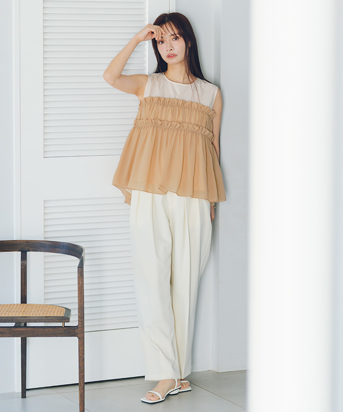シフォンフリルドッキングトップス【メール便可／100】通販