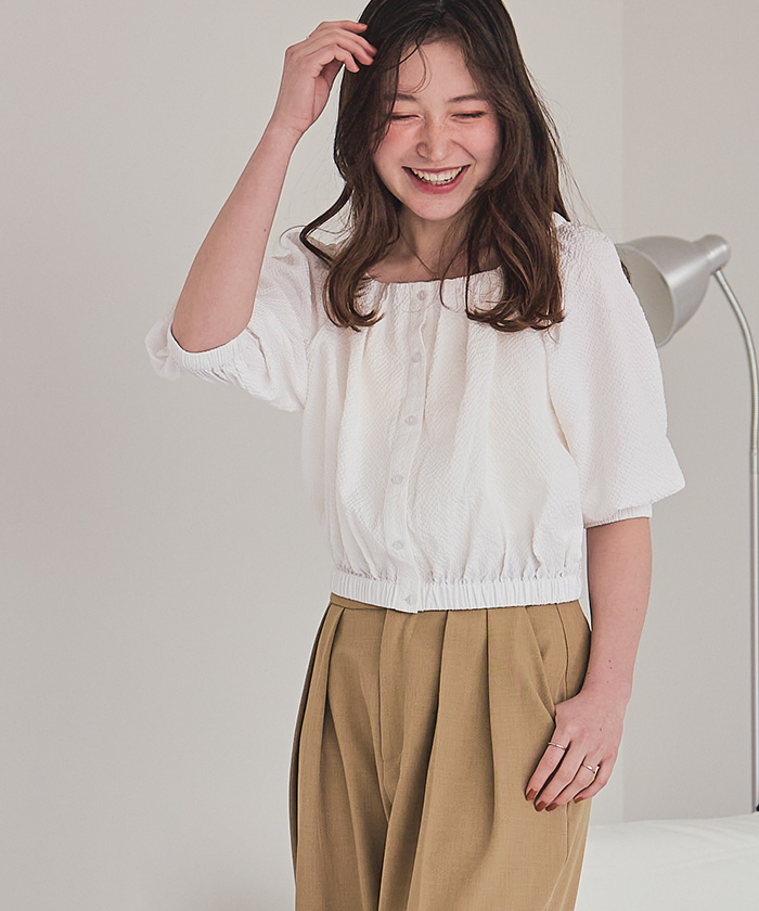 tシャツ スクエアネックパフトップス レディース スクエアネックパフトップス（Tシャツ/カットソー）｜ESSENTIAL