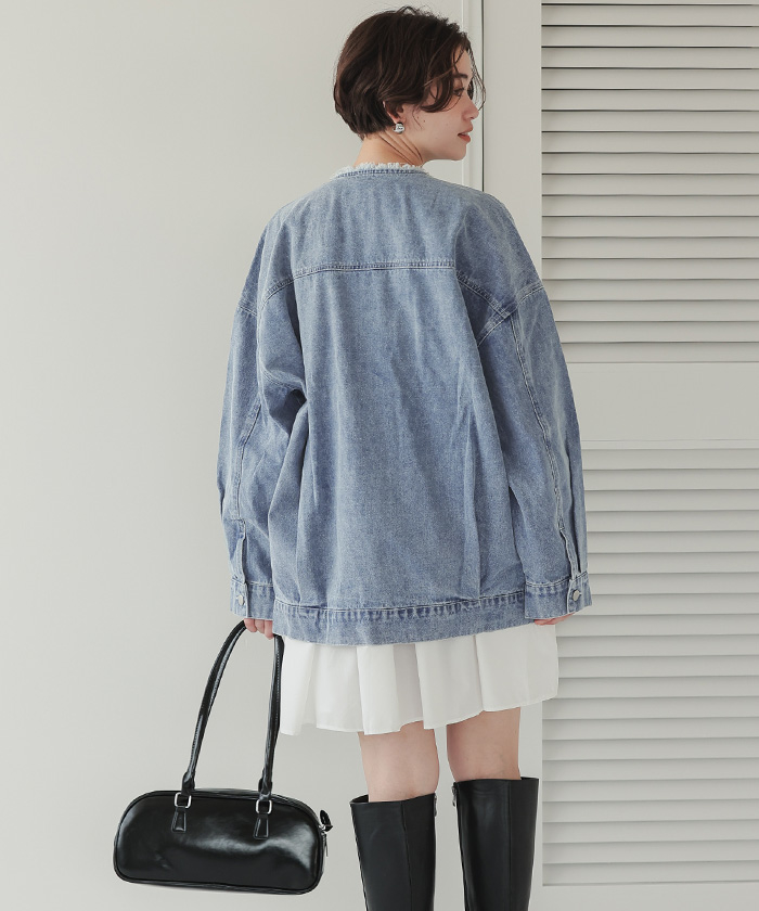 ノーカラーデニムジャケット通販｜レディースファッション・洋服
