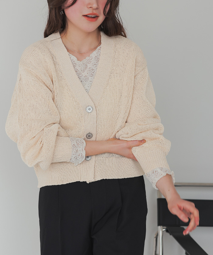 専用　BEIGE, ベイジ 38号 OLIVIE リネンニットカーディガン リネンタッチVネックニットカーディガン通販｜レディース