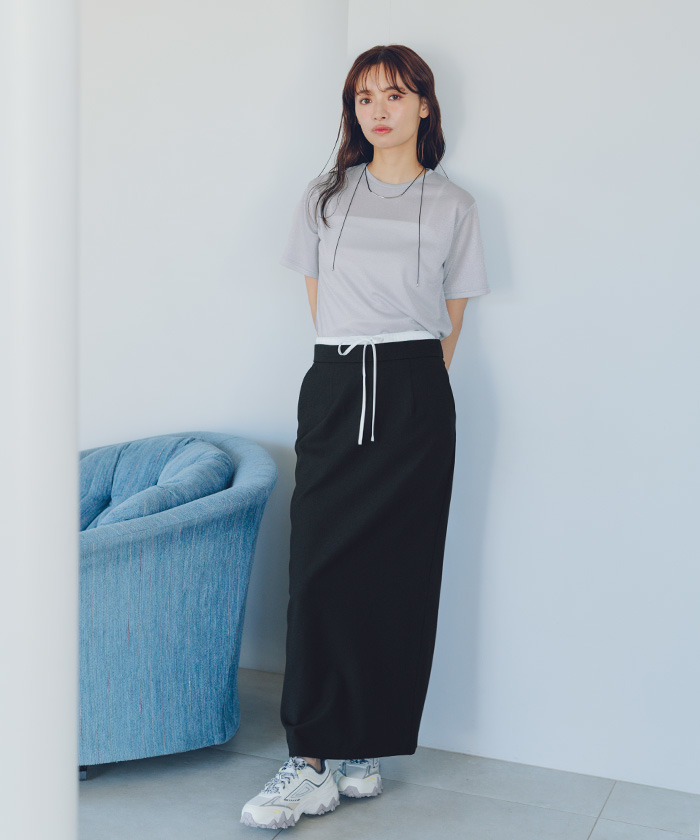 tシャツ 裾シアーロゴハーフスリーブTシャツ レディース きれいめTシャツ】裾シアーロゴハーフスリーブTシャツ | COLLAGE