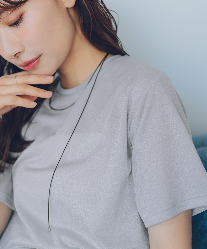 tシャツ 裾シアーロゴハーフスリーブTシャツ レディース きれいめTシャツ】裾シアーロゴハーフスリーブTシャツ | COLLAGE