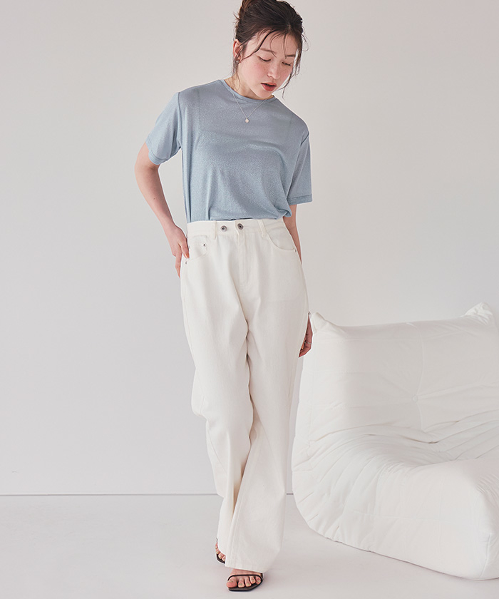 tシャツ 裾シアーロゴハーフスリーブTシャツ レディース きれいめTシャツ】裾シアーロゴハーフスリーブTシャツ | COLLAGE
