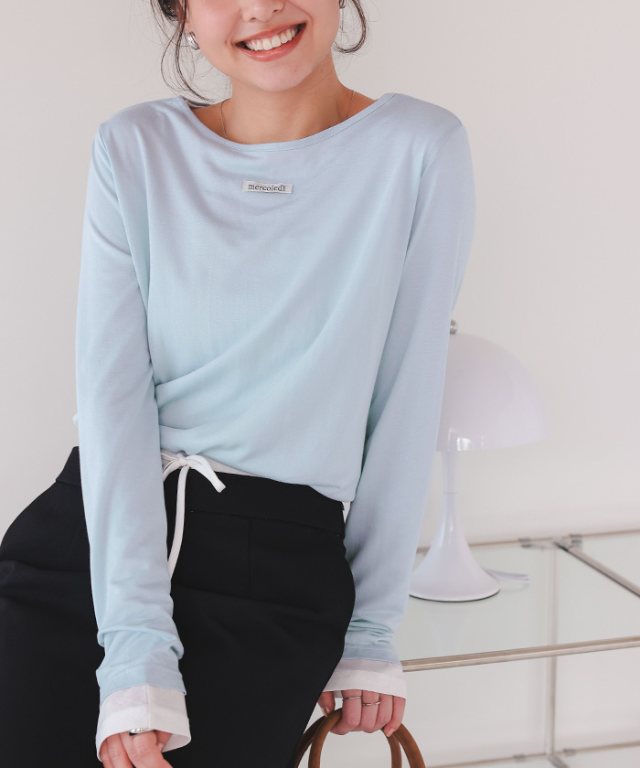 tシャツ 2WAYオープンバック リブタイトロングTシャツ レディース for/c（フォーシー）の「[新色追加]USAコットン前後2WAYバック