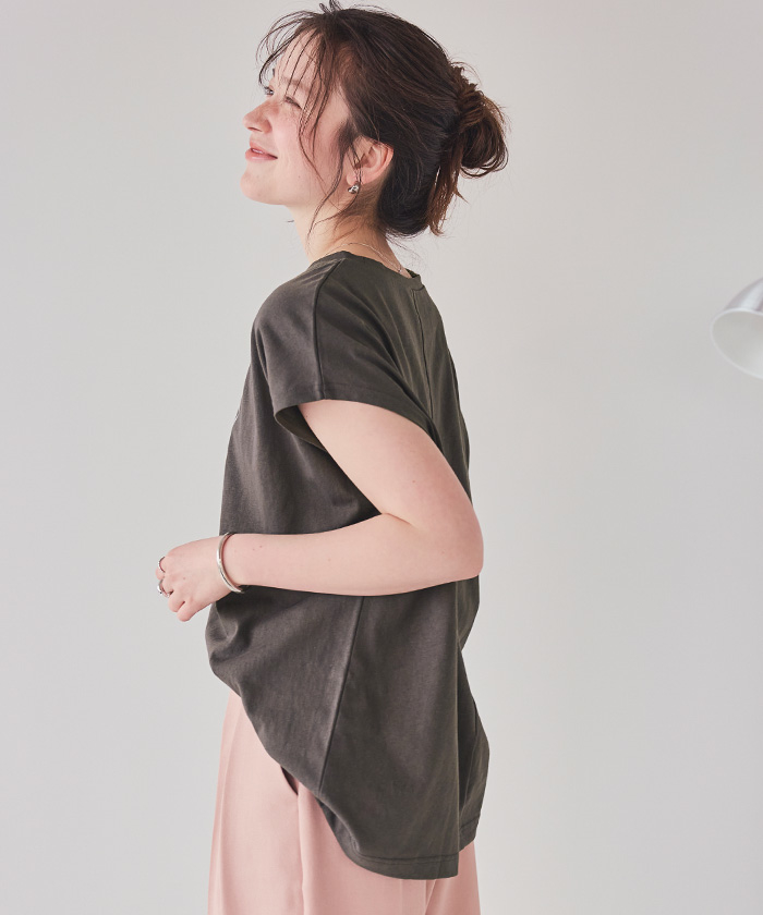 SALE [30%OFF] BRAHMIN (ブラーミン) ロゴ Tシャツ 箔プリント 袖口ゴム クルーネック フレンチスリーブ B81223 返品不可 箔プリントフレンチスリーブTシャツ【メール便可／90】通販