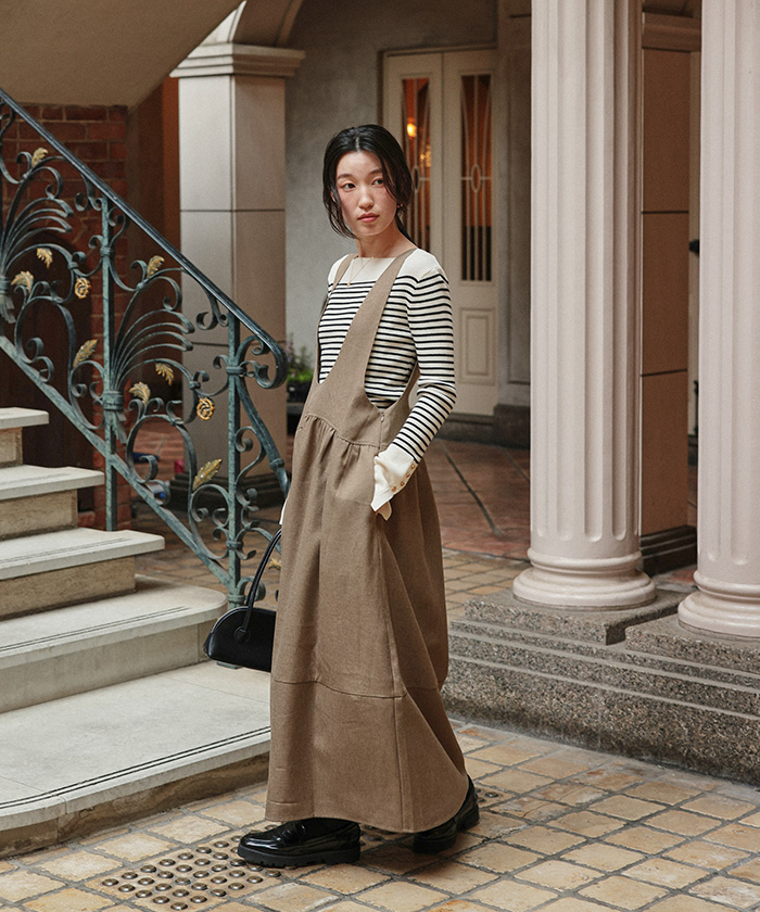 yuni 80/2強撚ギャバコットン ジャンパースカート yuni（ユニ ）の「△80/2強撚ギャバコットン jumper skirt