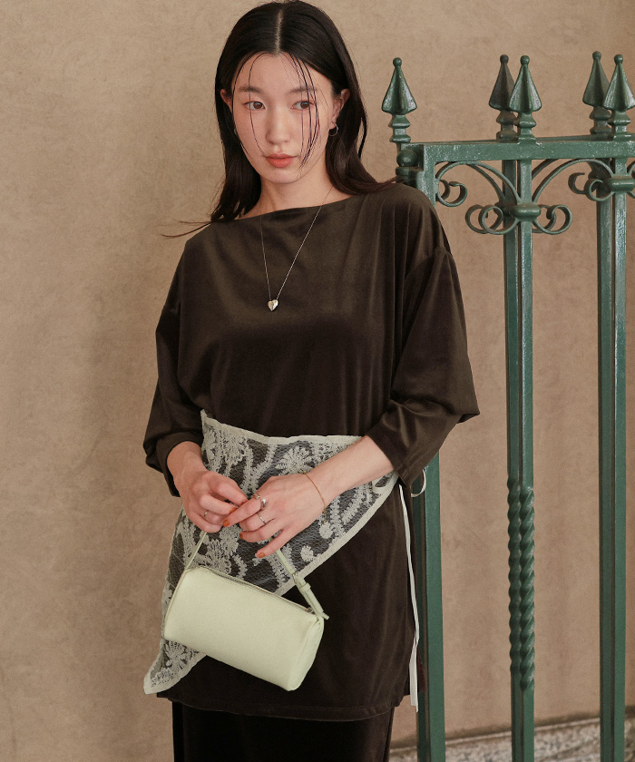 亜以ページです シアーベロアオーバーサイズロングTシャツ通販｜レディース