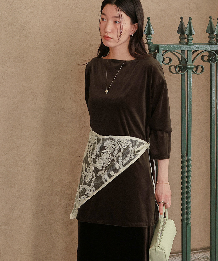 亜以ページです シアーベロアオーバーサイズロングTシャツ通販｜レディース