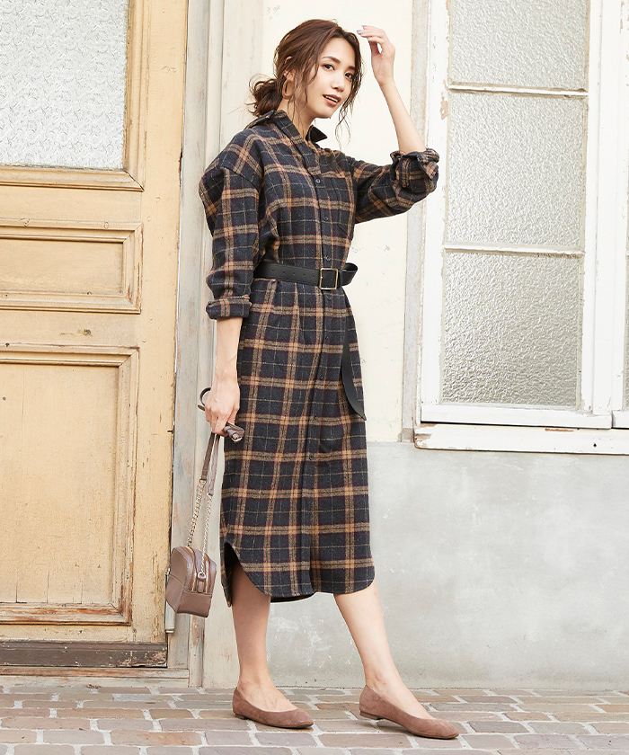 上ロング ネルシャツ レディース 人気のファッション画像