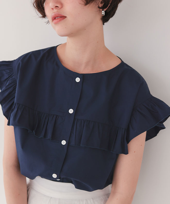 Katie - フレンチメイドブラウス AMBIDEX Store △○80satin frill puff ブラウス(F OFF WHITE