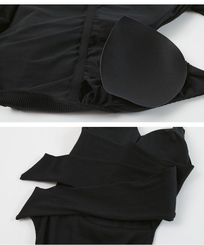 バックリボンVネックリブワンピース/水着【SEADRESS シードレス