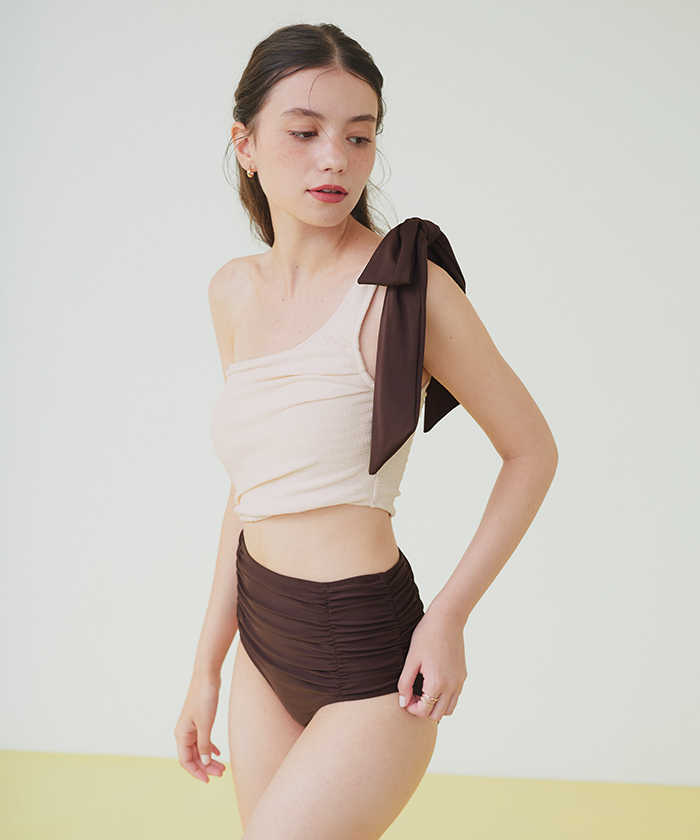 ワンショルダーカットアウトワンピース/水着【SEADRESS