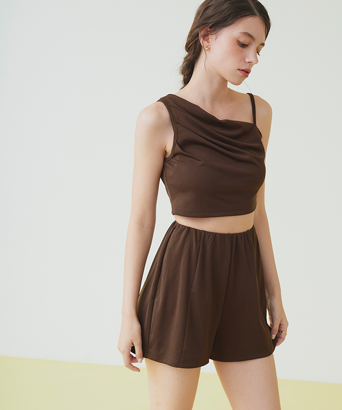 シードレス 水着セットアップ、ショートパンツ付 ショートパンツ付タックビキニ/セット水着【SEADRESS シードレス