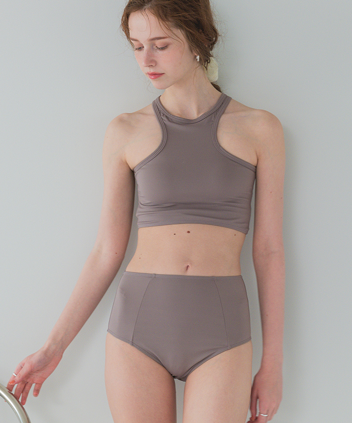 国内発| Safiyaa ノットディテール アシメトリー ビキニトップ 即納【Sun'sLife Original 】Shirring cut brazilian b