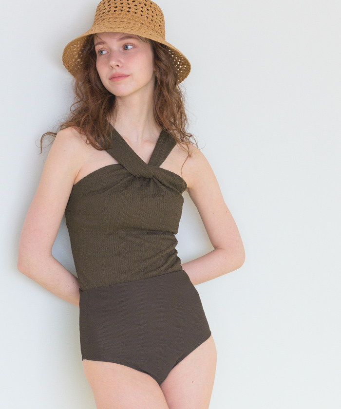 ツイストノースリーブハイウエストビキニ/セット水着【SEADRESS