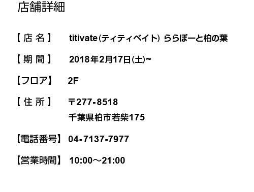 ららぽーと柏の葉店内案内図